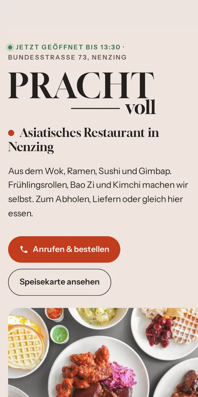 Handyansicht der Website von Restaurant Pracht-Voll in Nenzing